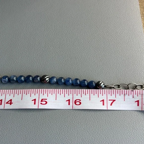Carolyn Pollack Blue Kyanite Sterling Beaded Necklace 17" - Picture 6 of 6